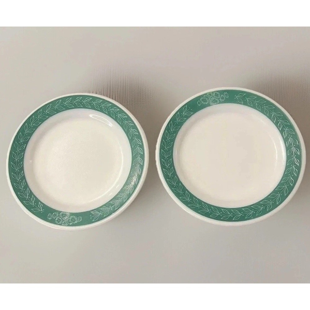 Vintage Corning De'cor 711-18 Salad Desert Plate Made USA Turquoise Floral 2 Set